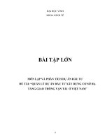 Bài tập lớn QUẢN lý dự án đầu tư xây DỰNG cơ sở hạ TẦNG GIAO THÔNG vận tải  ở VIỆT NAM 