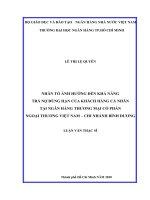 Nhân tố ảnh hưởng đến khả năng trả nợ đúng hạn của khách hàng cá nhân tại ngân hàng thương mại cổ phần ngoại thương việt nam chi nhánh bình dương  luận văn thạc sĩ tài chính ngân hàng 
