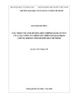Các nhân tố ảnh hưởng đến chính sách cổ tức của các công ty niêm yết trên sở giao dịch chứng khoán thành phố hồ chí minh  luận văn thạc sĩ tài chính ngân hàng 