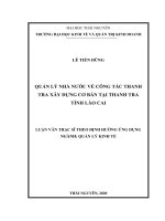 (Luận văn thạc sĩ) quản lý nhà nước về công tác thanh tra xây dựng cơ bản tại thanh tra tỉnh lào cai 