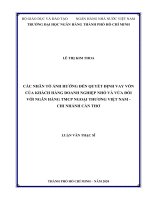 Các nhân tố ảnh hưởng đến quyết định vay vốn của khách hàng doanh nghiệp nhỏ và vừa đối với ngân hàng TMCP ngoại thương việt nam chi nhánh cần thơ  luận văn thạc sĩ tài chính ngân hàng 