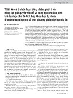 Thiết kế và tổ chức hoạt động nhằm phát triển năng lực giải quyết vấn đề và sáng tạo cho học sinh khi dạy học chủ đề tích hợp Khoa học tự nhiên ở trường trung học cơ sở theo