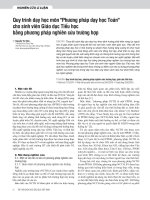 Quy trình dạy học môn Phương pháp dạy học Toán cho sinh viên Giáo dục Tiểu học bằng phương pháp nghiên cứu trường hợp