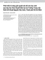 Phát triển kĩ năng giải quyết vấn đề cho học sinh qua dạy học theo thuyết kiến tạo tại Trường Trung cấp Kinh tế Kĩ thuật Nguyễn Hữu Cảnh, Thành phố Hồ Chí Minh