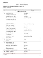 BỘ TÀI LIỆU TIẾNG ANH 6 GLOBAL SUCCESS UNIT 1