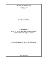 Tăng cường quản lý thu nhập doanh nghiệp tại cục thuế tỉnh quảng bình    