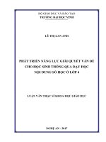 Phát triển năng lực giải quyết vấn đề cho học sinh thông qua dạy học nội dung số học ở lớp 4    