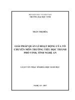 Giải pháp quản lí hoạt động của tổ chuyên môn trường tiểu học thành phố vinh, tỉnh nghệ an    