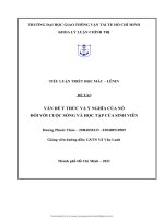 VẤN đề ý THỨC và ý NGHĨA của nó đối với CUỘC SỐNG và học tập của SINH VIÊN 