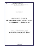 Quản lý rừng ngập mặn ứng phó với biến đổi khí hậu tại huyện quỳnh lưu, tỉnh nghệ an    