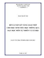 Rèn luyện kỹ năng giao tiếp cho học sinh tiểu học thông qua dạy học môn tự nhiên và xã hội    