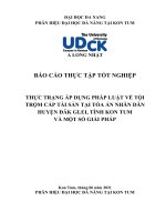 Thực trạng áp dụng pháp luật về tội trộm cắp tài sản tại tòa án nhân dân huyện đăk glei, tỉnh kon tum và một số giải pháp 