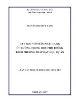 Dạy học văn bản nhật dụng ở trường trung học phổ thông theo phương pháp dạy học dự án    