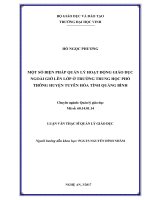 Một số biện pháp quản lý hoạt động giáo dục ngoài  giờ lên lớp ở trường trung học phổ thông huyện tuyên hóa, tỉnh  quảng bình    