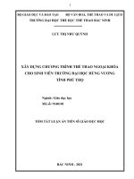 Xây dựng chương trình thể thao ngoại khóa cho sinh viên trường đại học hùng vương tỉnh phú thọ TT 