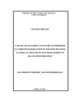 A study of teaching activities to promote classroom interaction in english speaking classes at tran hung dao high school in quang binh province    