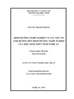 Định hướng nghề nghiệp và các yếu tố ảnh hưởng đến định hướng nghề nghiệp của học sinh thpt tỉnh nghệ an    