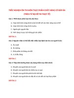 TRẮC NGHIỆM ÔN THI MÔN THỰC PHẨM CHỨC NĂNG CÓ ĐÁP ÁN (TRÍCH TỪ BỘ ĐỀ THI THỰC TẾ)