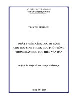 Phát triển năng lực so sánh cho học sinh trung học phổ thông trong dạy học đọc hiểu văn bản    