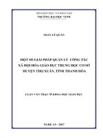 Một số giải pháp quản lý công tác xã hội hoá giáo dục trung học cơ sở ở huyện thọ xuân, tỉnh thanh hoá    