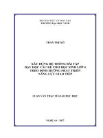 Xây dựng hệ thống bài tập dạy học câu kể cho học sinh lớp 4 theo định hướng phát triển năng lực giao tiếp    