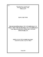 Thi hành hình phạt tù có thời hạn và thực tiễn thi hành hình phạt tù có thời hạn tại trại giam số 3 huyện tân kỳ tỉnh nghệ an    