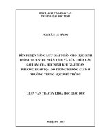 Rèn luyện năng lực giải toán cho học sinh thông qua việc phân tích và sửa chữa các sai lầm của học sinh khi giải toán phương pháp tọa độ trong không gian ở trường trung học phổ thông    