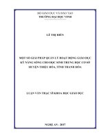 Một số giải pháp quản lý hoạt động giáo dục kỹ năng sống cho học sinh trung học cơ sở huyện thiệu hóa, tỉnh thanh hóa    