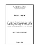 Nâng cao năng lực cạnh tranh của công ty dịch vụ mobifone khu vực điện thoại di động trên thị trường tỉnh nghệ an    