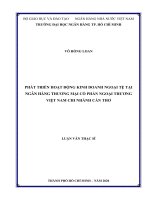 Phát triển hoạt động kinh doanh ngoại tệ tại ngân hàng thương mại cổ phần ngoại thương việt nam chi nhánh cần thơ  luận văn thạc sĩ tài chính ngân hàng 