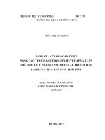 Đánh giá kết quả can thiệp nâng cao thực hành tự theo dõi huyết áp và tuân thủ điều trị ở người tăng huyết áp trên 50 tuổi tại một số xã thuộc huyện Tiền Hải, tỉnh Thái Bình năm 2015.