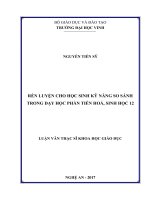Rèn luyện cho học sinh kỹ năng so sánh trong dạy học phần tiến hóa sinh học 12    