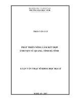 Phát triển nông lâm kết hợp ở huyện vũ quang, tỉnh hà tĩnh    