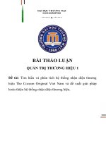 Tìm hiểu và phân tích hệ thống nhận diện thương hiệu The Cocoon Original Viet Nam và đề xuất giải pháp hoàn thiện hệ thống nhận diện thương hiệu.