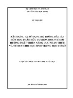 Xây dựng và sử dụng hệ thống bài tập hóa học phần hữu cơ (hóa học 9) theo hướng phát triển năng lực nhận thức và tư duy cho học sinh trung học cơ sở    