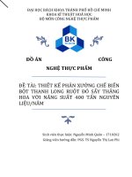 đề tài thiết kế phân xưởng chế biến bột thanh long ruột đỏ sấy thăng hoa với năng xuất 400 tấn nguyên liệu 