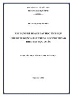 Xây dựng kế hoạch dạy học tích hợp chủ đề tụ điện vật lí trung học phổ thông theo dạy học dự án    
