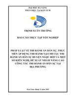 Pháp luật thi hành án dân sự, thực tiễn áp dụng thi hành án tại chi cục thi hành án dân sự huyện ngọc hồi và một số kiến nghị, đề xuất nhằm nâng cao công tác thi hành án dân sự tại địa phương   