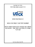 Hoàn thiện kiểm soát nội bộ chu trình bán hàng   thu tiền tại công ty tnhh vạn lợi   