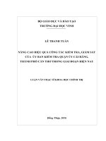 Nâng cao hiệu quả công tác kiểm tra, giám sát của ủy ban kiểm tra quận ủy cái răng, thành phố cần thơ trong giai đoạn hiện nay 