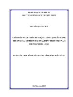 Luận văn thạc sĩ giải pháp phát triển huy động vốn tại ngân hàng TMCP đầu tư và phát triển việt nam – chi nhánh hạ long 