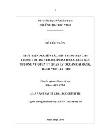 Thực hiện nguyên tắc tập trung trong việc bổ nhiệm cán bộ thuộc diện ban thường vụ quận ủy quản lí ở quận cái răng, thành phố cần thơ 
