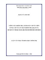 Công tác kiểm tra, giám sát cấp ủy viên cùng cấp ủy ban kiểm tra quận ủy, huyện thuộc đảng bộ thành phố hồ chí minh 