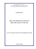 Luận văn thạc sĩ thực thi chính sách tinh giản biên chế tại sở y tế hà nội 