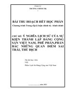 THU HOẠCH TCCT   ý NGHĨA LỊCH sử của sự KIỆN THÀNH lập ĐẢNG CỘNG sản VIỆT NAM, PHÊ PHÁN,PHẢN bác NHỮNG QUAN điểm SAI TRÁI, THÙ ĐỊCH
