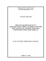 Một số giải pháp quản lý giáo dục phát triển vận động cho trẻ mẫu giáo ở các trường mầm non, thành phố vinh, tỉnh nghệ an    