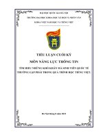 TIỂU LUẬN  NĂNG LỰC THÔNG TIN TÌM HIỂU NHỮNG KHÓ KHĂN MÀ SINH VIÊN QUỐC TẾ THƯỜNG GẶP PHẢI TRONG QUÁ TRÌNH HỌC TIẾNG VIỆT.