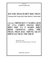 bài thu hoạch TCCT   môn lịch sử đảng, TRÌNH bày ý NGHĨA LỊCH sử của CHIẾN THẮNG điện BIÊN PHỦ và ý NGHĨA HIỆP ĐỊNH GIƠNEVO (1954)  PHÊ PHÁN, PHẢN bác NHỮNG QUAN điểm SAI TRÁI, THÙ ĐỊCH