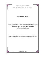 Luận văn thạc sĩ thực thi chính sách giảm nghèo bền vững trên địa bàn huyện thạch thất, thành phố hà nội 