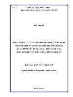 Thực trạng các vấn đề môi trường và đề xuất một số giải pháp bảo vệ môi trường trong quá trình xây dựng nông thôn mới ở xã diễn yên, huyện diễn châu, tỉnh nghệ an    